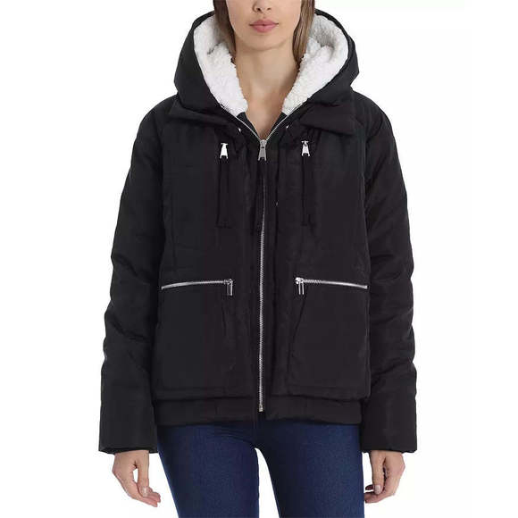 Bagatelle Zippered Pocketed Utility Faux Fur Water Resistant Jacket - Picture 2 of 7